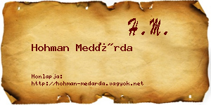 Hohman Medárda névjegykártya